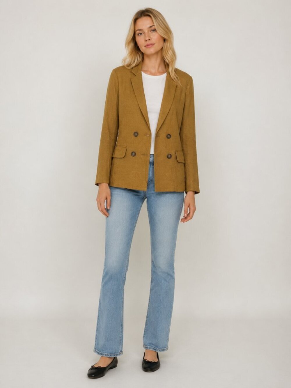 J. Crew Double-Breasted Wool Blazer Suit Jacket Mustard Small #A3103